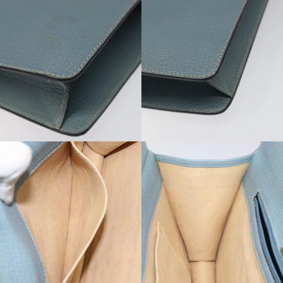 LOEWE Clutch Bag Leather Light Blue Gold Auth bs25818 - Picture 15 of 15